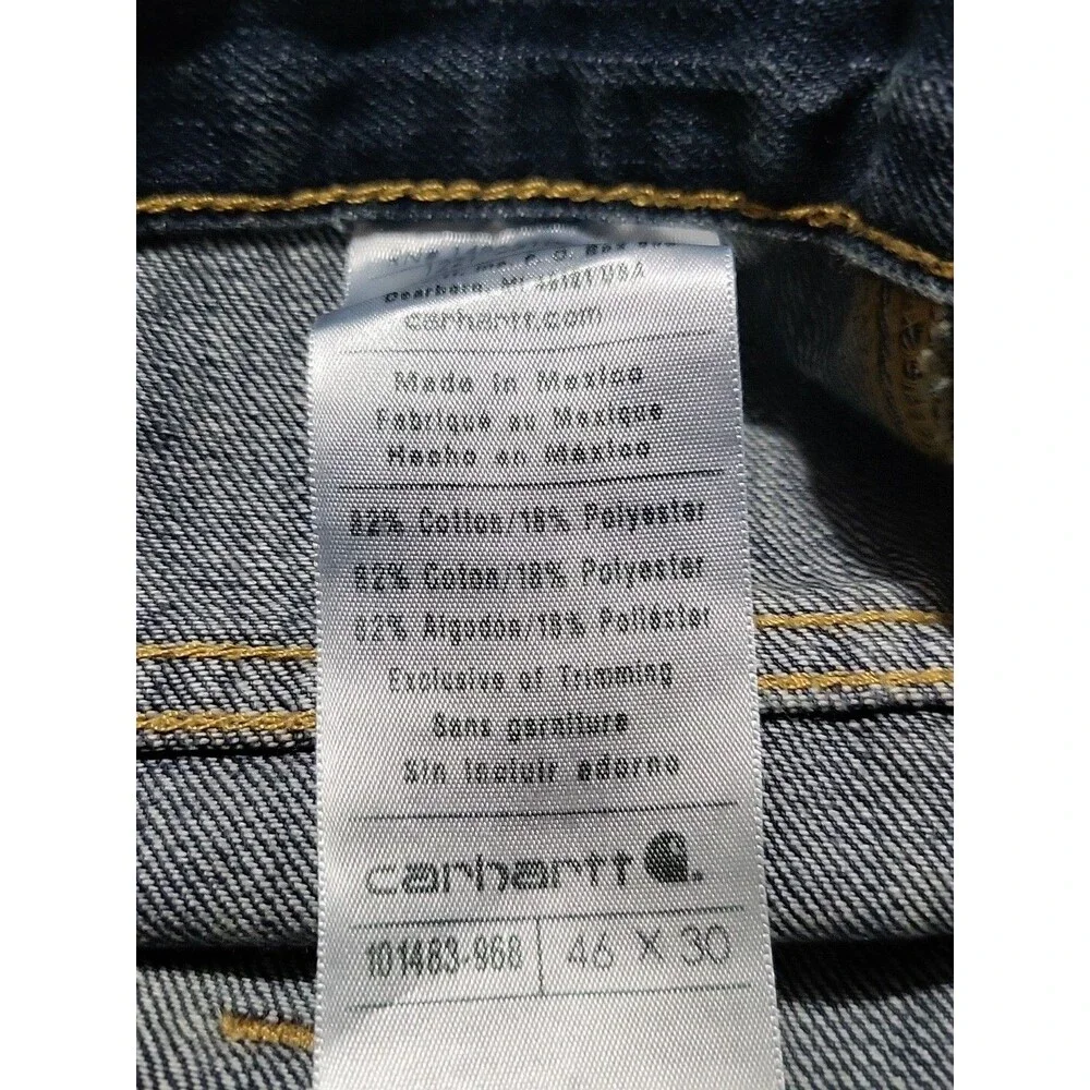Carhartt Jeans Mens Size 46/30 Relaxed Fit 100% Cotton Blue Denim